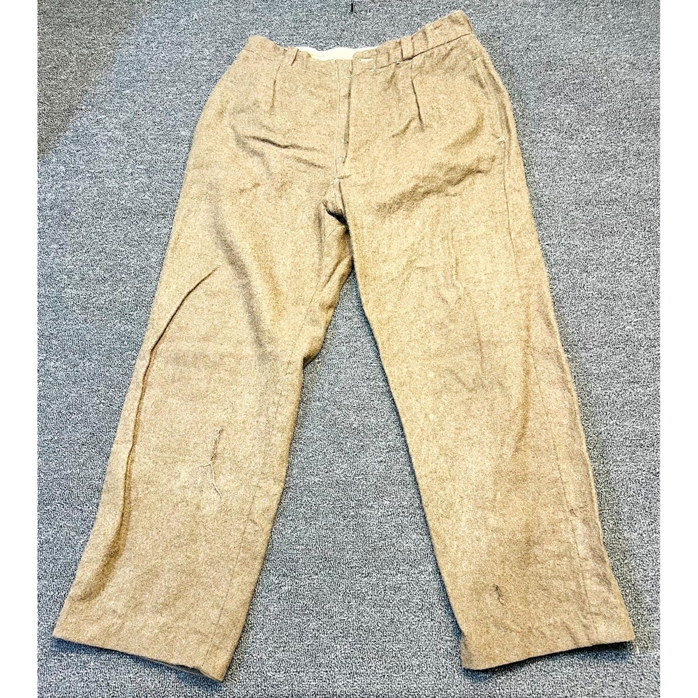 Vintage 1950s French Army ARMEE Wool Pants 32x30 Military Trousers Distressed